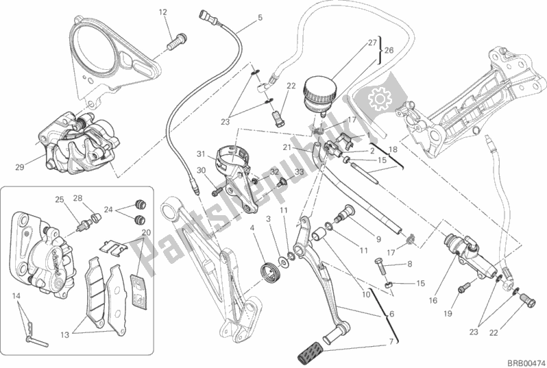 Todas as partes de Sistema De Freio Traseiro do Ducati Diavel Carbon FL Thailand-Brasil 1200 2015